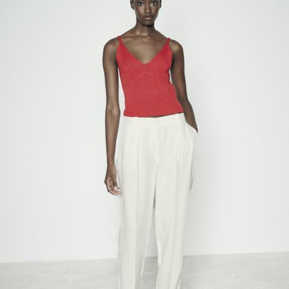 Zara KNIT V-NECK TOP Large - Picture 3 of 7